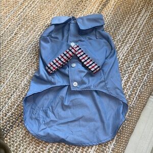 Blue Dog Shirt with Plaid Bow Tie